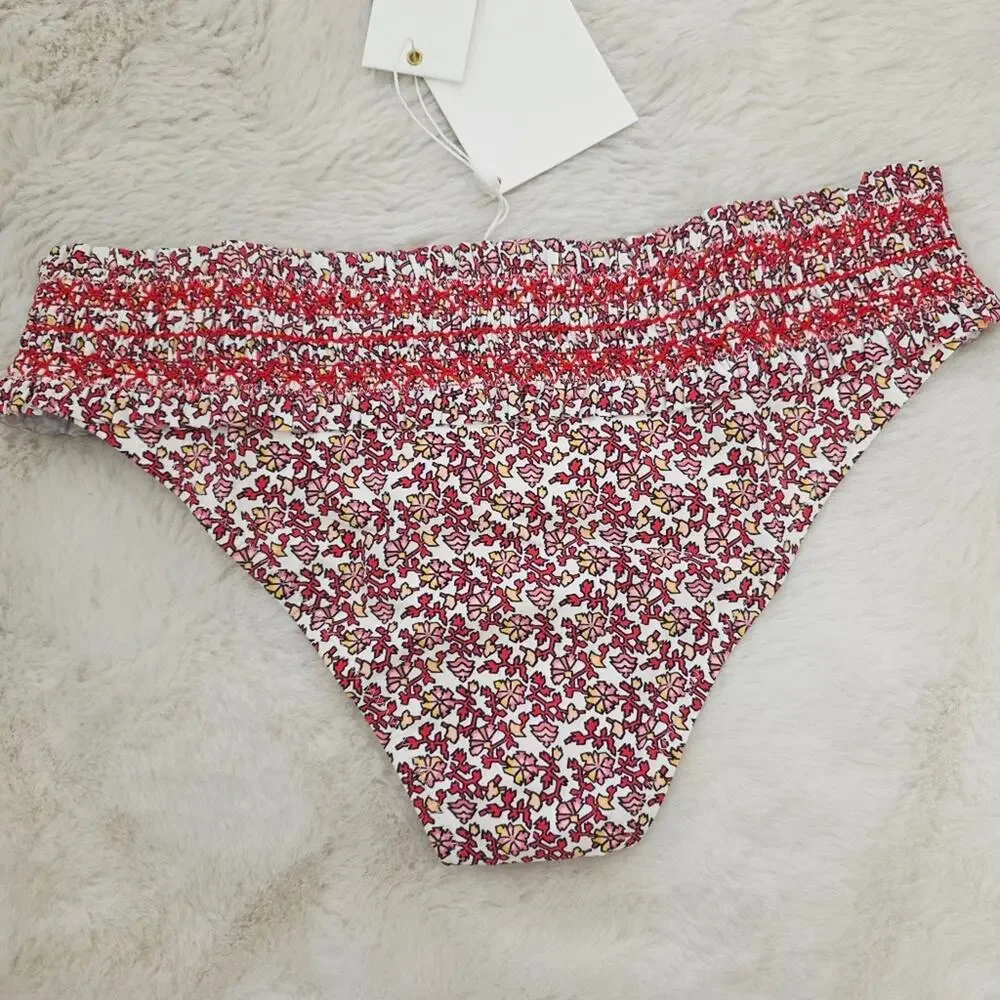 NEW Tory Burch Costa Printed Hipster Red Floral Bikini Swim Bottom XS